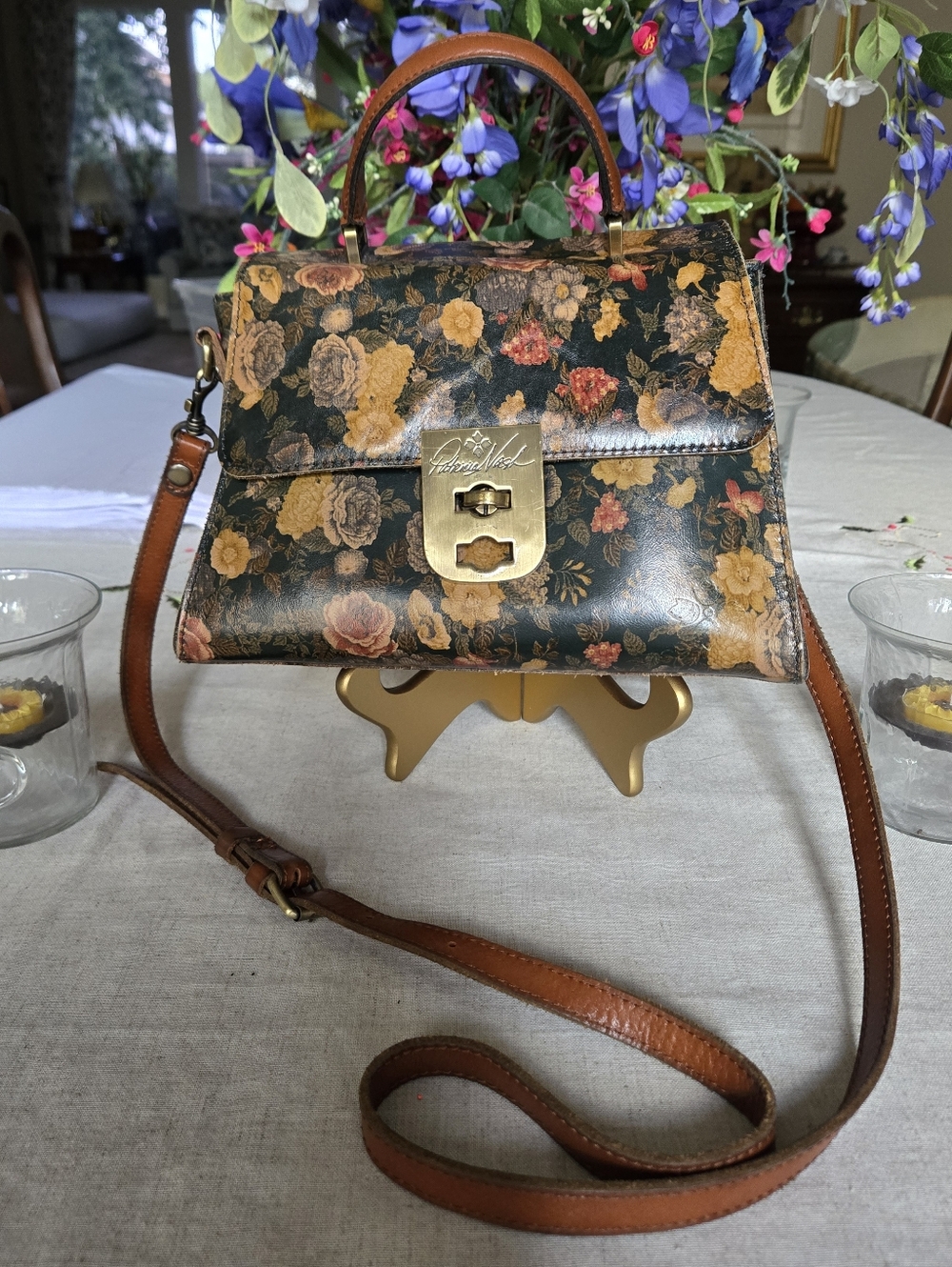 PATRICIA NASH Leather Carisbrooke Satchel With Convertible Crossbody